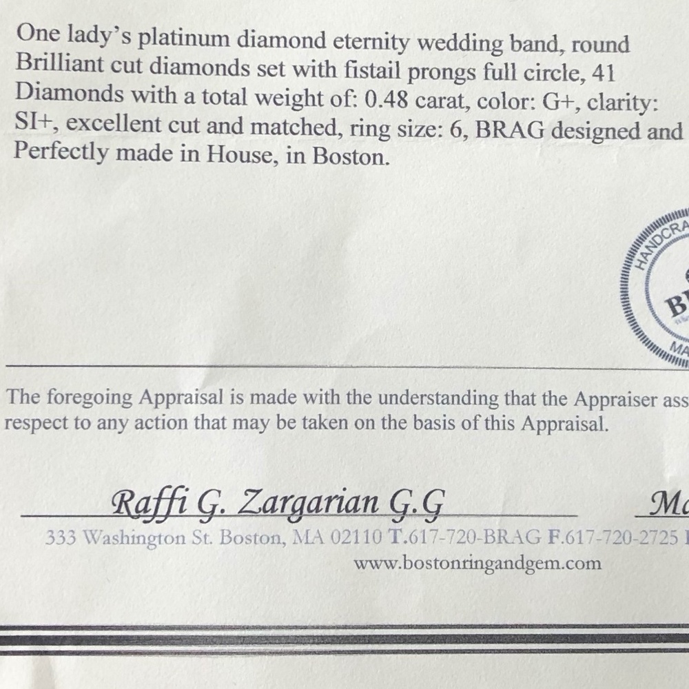 Platinum diamond eternity wedding band - Picture 6 of 7